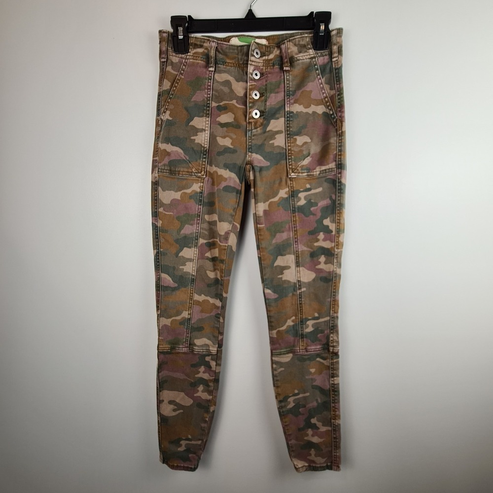 Anthropologie Slim Camo Button Fly Jefferson Utility Pants Women's Size 26 Jeans